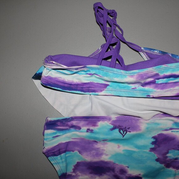 Multi Color 2 Pcs Justice Bikini Swimsuit Size 10 - Picture 6 of 10